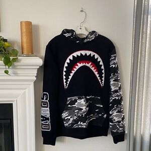 Hudson Outerwear Black Shark Mouth Hoodie with Camo Accents